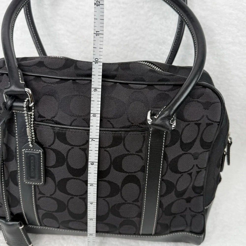 Coach Limited Edition Signature Black Jacquard Leather Satchel 6097 Logo Handbag
